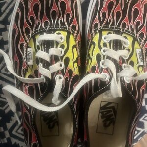 Vans Red and Yellow Flame Sneakers 7.5 w